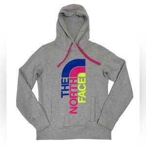 The North Face Gray Hoodie with Colorful Logo